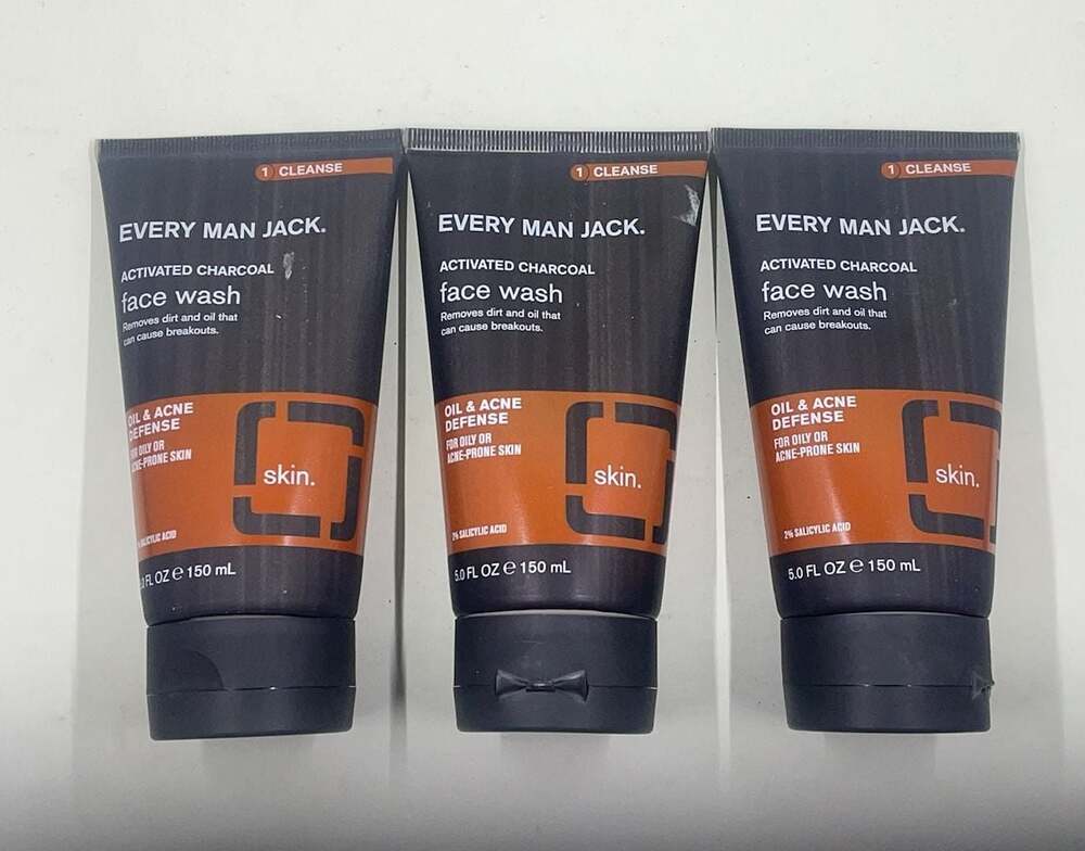 Every Man Jack Activated Charcoal Oil & Acne Defense Face Wash 5.0 fl oz (3 pack